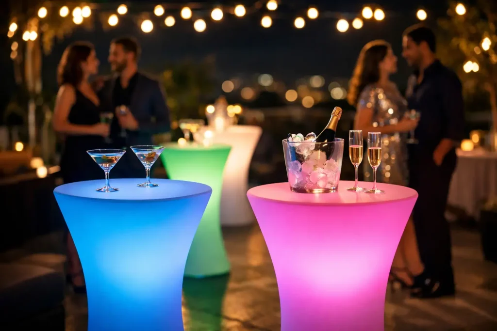 LED Cocktail Table Rental for Parties That Glow All Night